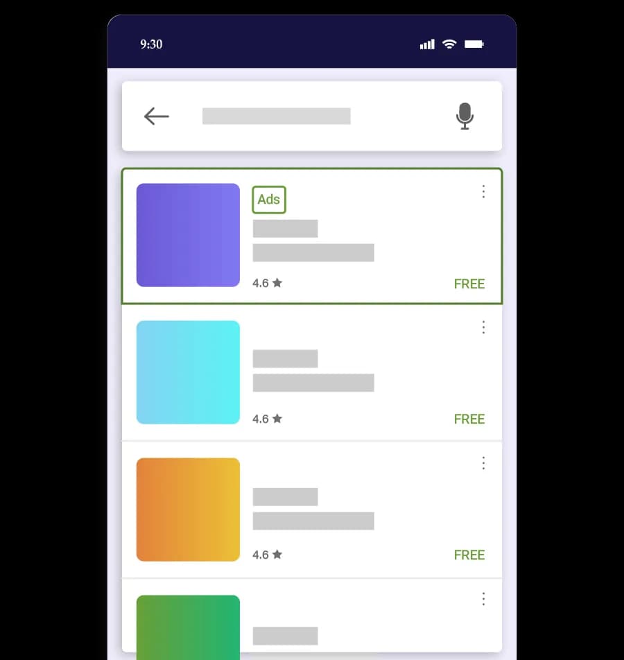 نحوه نمایش تبلیغات اپلیکیشن در گوگل - نمونه 1