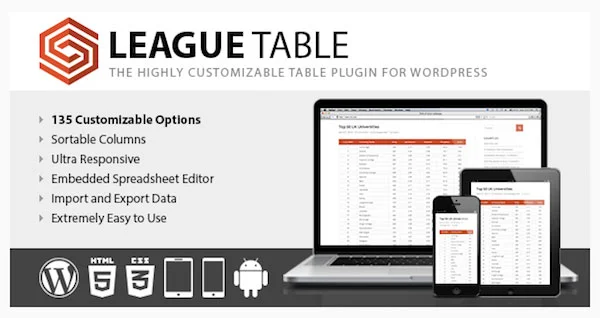 افزونه League Table برای جداول رتبه‌بندی