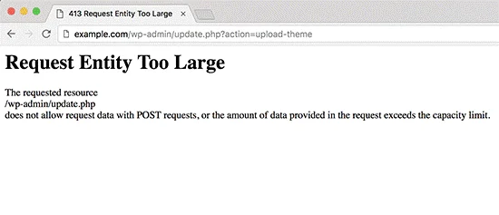 خطای 413 Request Entity Too large Error در وردپرس