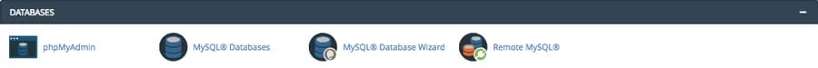 بخش مدیریت دیتابیس در cpanel