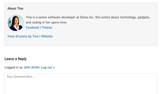 جعبه سفارشی اطلاعات نویسنده