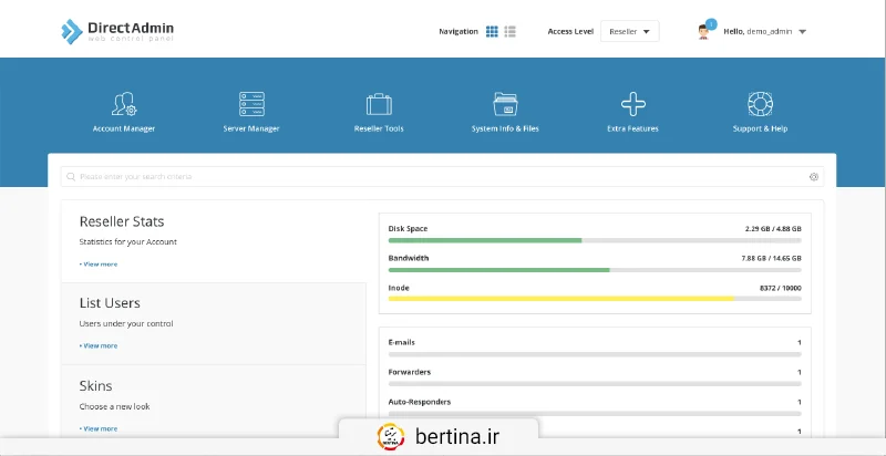 آشنایی با کنترل پنل دایرکت ادمین