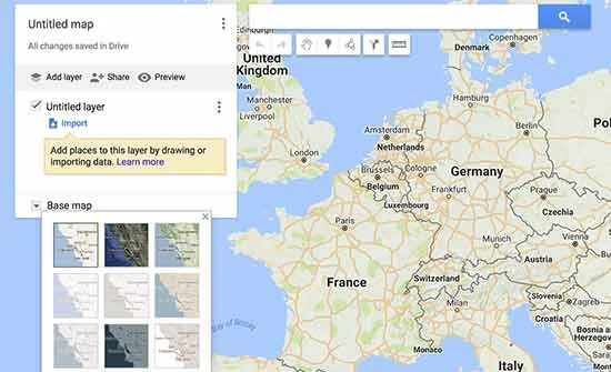 ویرایش نقشه در google my maps