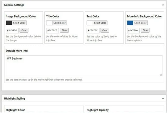 تنظیمات عمومی پلاگین draw-attention