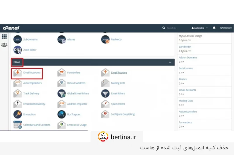 کلیه ایمیل‌ها برای ریست هاست باید از روی دیتابیس حذف شوند.