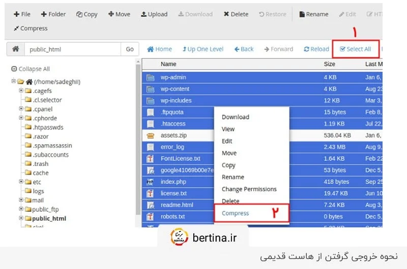 تهیه نسخه پشتیبان از هاست قدیمی 