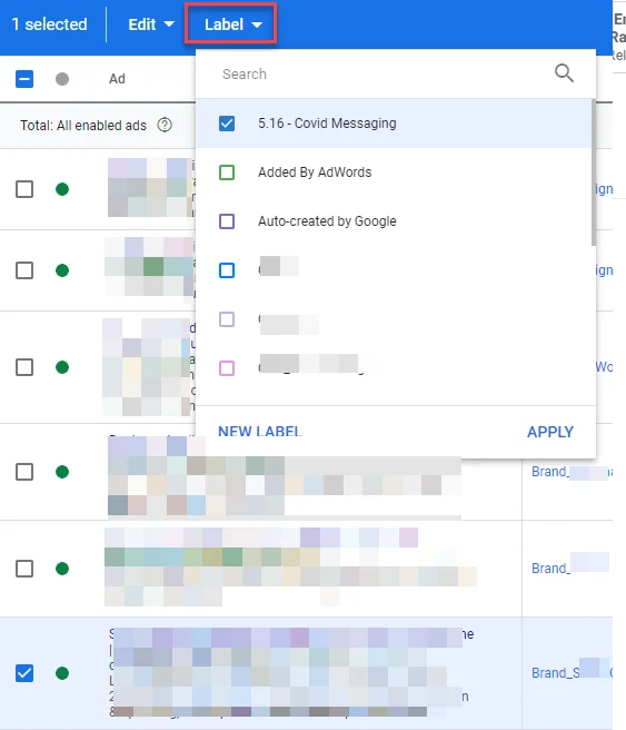 برچسب در گوگل ادز