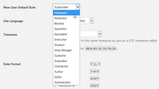 تعیین نقش پیش فرض برای کاربران وردپرس