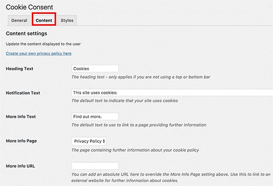 محتوای نوتیفیکیشن کوکی پاپ آپ