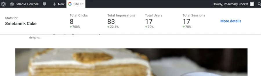 منوی site kit در نوار مدیریت وردپرس