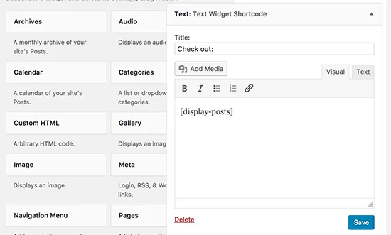 کدهای کوتاه وردپرس در ابزارک های وردپرس
