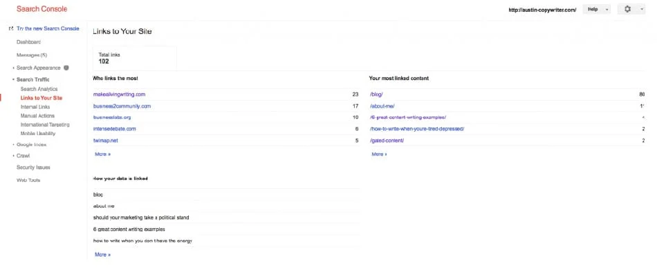 مشاهده بک لینک های سایت در سرچ کنسول گوگل