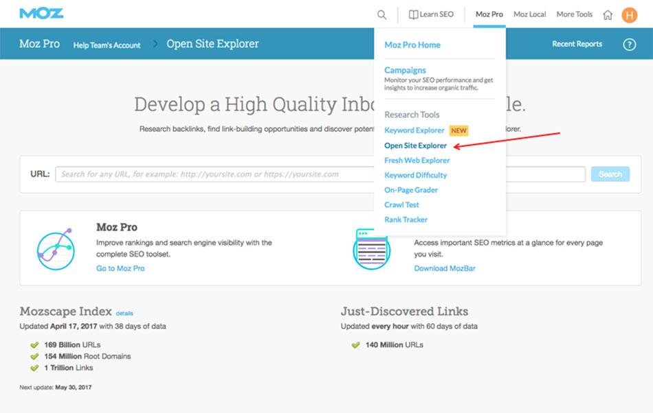 ابزار Open Site Explorer