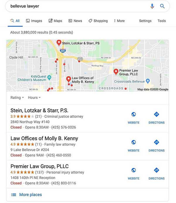 نتایج جستجوی محلی در گوگل مپ