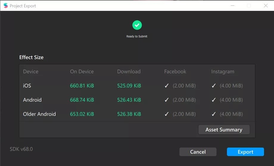 Export filters