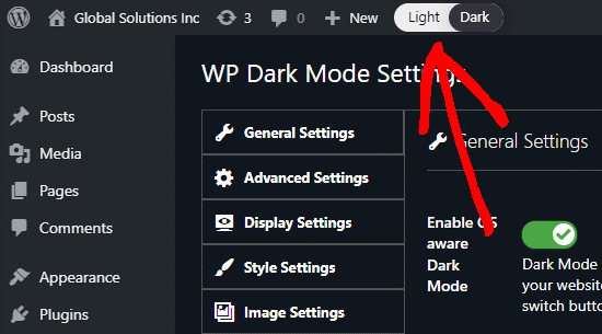 dark mode in wp admin