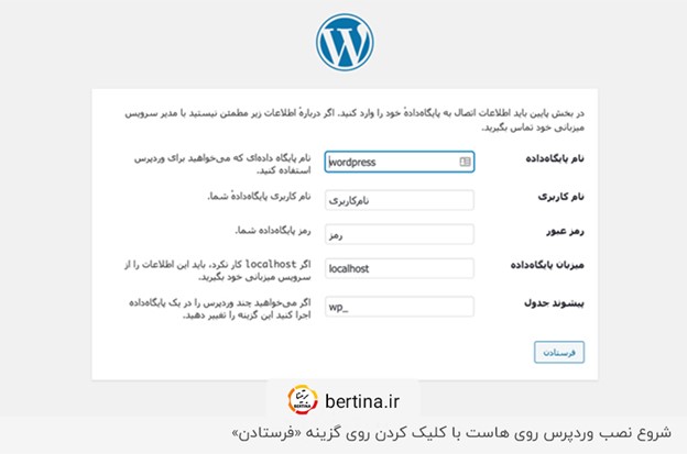 شروع نصب wordpress روی هاست سی پنل با کلیک روی «فرستادن»